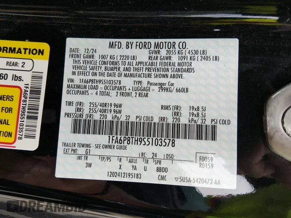 ✅ 2025 Ford Mustang EcoBoost Premium • VIN: 1FA6P8TH9S5103578 • Lot: 44931315. Wystawiony na IAAI z przebiegiem 22 239 mil. Bezpłatny archiwum sprzedaży aukcyjnych z USA i szczegółowy raport historii pojazdu na DreamBid. Zdjęcie 9.