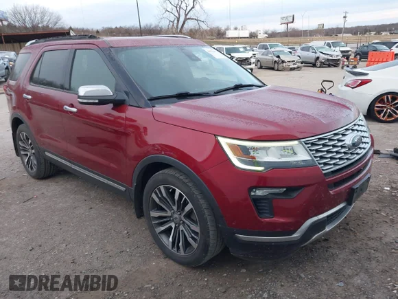 ✅ 2018 Ford Explorer Platinum • VIN: 1FM5K8HT1JGA24454 • Lot: 44171407. Listed on IAAI with 156,467 mi. Free auction sales archive from the USA and detailed vehicle history report at DreamBid. Image 1.