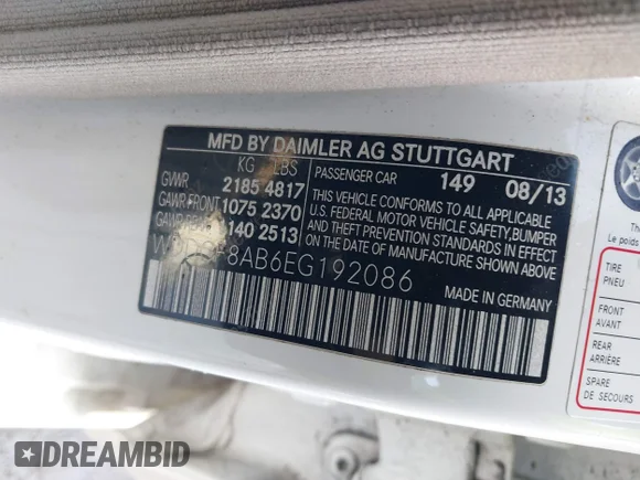 ✅ 2014 Mercedes-Benz C 300 Sport • VIN: WDDGF8AB6EG192086 • Lot: 44315712. Listed on IAAI with 151,257 mi. Free auction sales archive from the USA and detailed vehicle history report at DreamBid. Image 9.