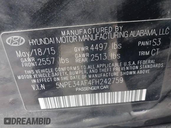 ✅ 2015 Hyundai Sonata Limited • VIN: 5NPE34AF4FH242759 • Lot: 44988334. Wystawiony na IAAI z przebiegiem 122 100 mil. Bezpłatny archiwum sprzedaży aukcyjnych z USA i szczegółowy raport historii pojazdu na DreamBid. Zdjęcie 9.