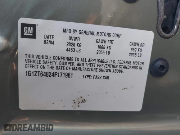 ✅ 2004 Chevrolet Malibu Maxx LS • VIN: 1G1ZT64824F171961 • Lot: 44069977. Wystawiony na IAAI z przebiegiem Nie podano. Bezpłatny archiwum sprzedaży aukcyjnych z USA i szczegółowy raport historii pojazdu na DreamBid. Zdjęcie 9.