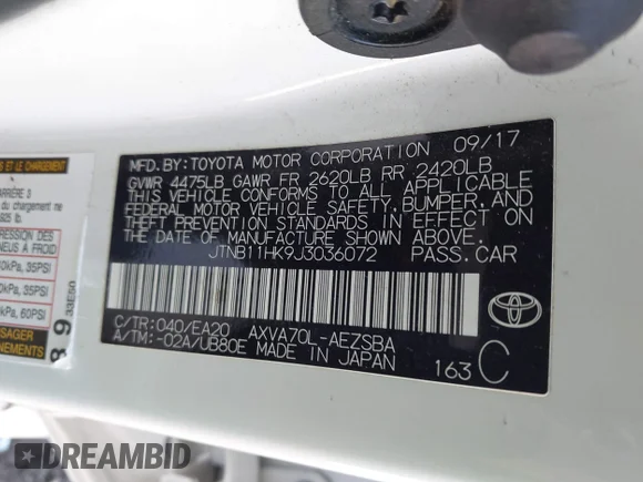 ✅ 2018 Toyota Camry LE • VIN: JTNB11HK9J3036072 • Лот: 45384693. Опубліковано раніше на IAAI з пробігом 124 305 миль. Безкоштовний доступ до архіву аукціонних продажів зі США та докладний звіт про історію автомобіля на DreamBid. Зображення 9.