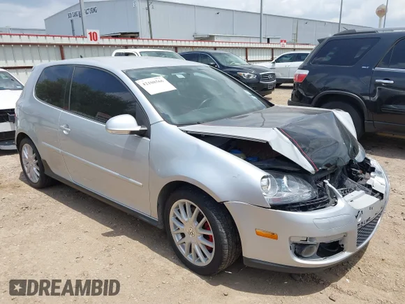 ✅ 2007 Volkswagen Golf GTI • VIN: WVWEV71K77W014257 • Lot: 42108566. Listed on IAAI with 188,097 mi. Free auction sales archive from the USA and detailed vehicle history report at DreamBid. Image 1.