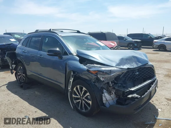 ✅ 2025 Toyota Corolla Cross XLE • VIN: 7MUDAAAG4SV146844 • Lot: 45099030. Listed on IAAI with 7,625 mi. Free auction sales archive from the USA and detailed vehicle history report at DreamBid. Image 1.