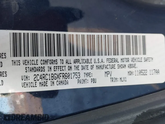 ✅ 2015 Chrysler Town & Country Touring • VIN: 2C4RC1BGXFR601753 • Лот: 44019200. Опубликован ранее на IAAI с пробегом 160 941 миль. Бесплатный доступ к архиву аукционных продаж из США и подробный отчёт об истории автомобиля на DreamBid. Изображение 9.