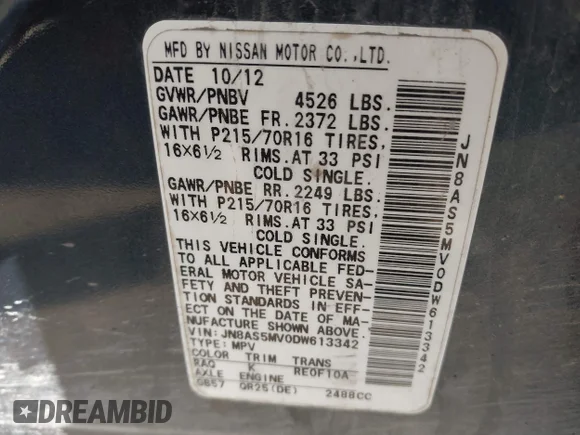 ✅ 2013 Nissan Rogue SL • VIN: JN8AS5MV0DW613342 • Lot: 44942272. Wystawiony na IAAI z przebiegiem 193 678 mil. Bezpłatny archiwum sprzedaży aukcyjnych z USA i szczegółowy raport historii pojazdu na DreamBid. Zdjęcie 9.
