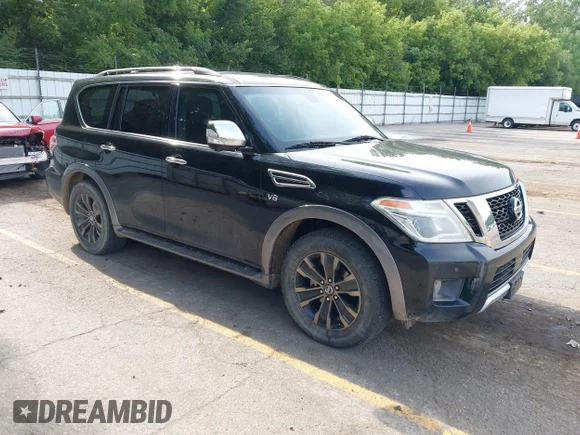 ✅ 2017 Nissan Armada Platinum • VIN: JN8AY2NE2H9702247 • Lot: 42873019. Listed on IAAI with 105,827 mi. Free auction sales archive from the USA and detailed vehicle history report at DreamBid. Image 1.