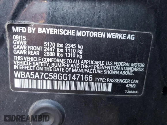 ✅ 2016 BMW 5 Series 528i xDrive • VIN: WBA5A7C58GG147166 • Lot: 43599613. Wystawiony na Copart z przebiegiem 89 913 mil. Bezpłatny archiwum sprzedaży aukcyjnych z USA i szczegółowy raport historii pojazdu na DreamBid. Zdjęcie 15.