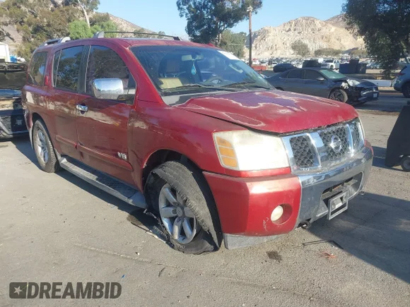 ✅ 2006 Nissan Armada LE • VIN: 5N1AA08B86N734853 • Лот: 43515673. Опубліковано раніше на IAAI з пробігом 214 953 миль. Безкоштовний доступ до архіву аукціонних продажів зі США та докладний звіт про історію автомобіля на DreamBid. Зображення 1.
