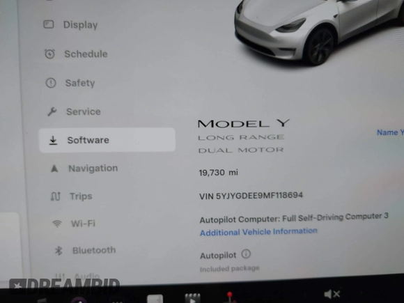 ✅ 2021 Tesla Model Y Long Range • VIN: 5YJYGDEE9MF118694 • Lot: 44273861. Wystawiony na IAAI z przebiegiem 19 730 mil. Bezpłatny archiwum sprzedaży aukcyjnych z USA i szczegółowy raport historii pojazdu na DreamBid. Zdjęcie 7.