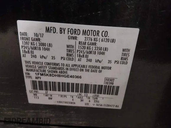 ✅ 2017 Ford Explorer XLT • VIN: 1FM5K8DH8HGE40366 • Лот: 45383500. Опубліковано раніше на IAAI з пробігом 88 605 миль. Безкоштовний доступ до архіву аукціонних продажів зі США та докладний звіт про історію автомобіля на DreamBid. Зображення 9.