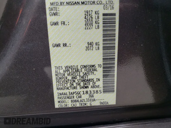 ✅ 2016 Nissan Altima SL • VIN: 1N4AL3AP5GC183385 • Лот: 43481111. Опубліковано раніше на Copart з пробігом 60 662 миль. Безкоштовний доступ до архіву аукціонних продажів зі США та докладний звіт про історію автомобіля на DreamBid. Зображення 10.
