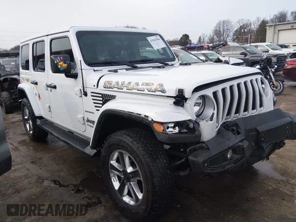 ✅ 2021 Jeep Wrangler Unlimited Sahara • VIN: 1C4HJXEN4MW808660 • Лот: 43962984. Опубликован ранее на IAAI с пробегом 33 994 миль. Бесплатный доступ к архиву аукционных продаж из США и подробный отчёт об истории автомобиля на DreamBid. Изображение 1.