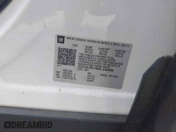 ✅ 2021 GMC Terrain SLT • VIN: 3GKALPEV9ML349499 • Lot: 45126281. Listed on IAAI with 40,236 mi. Free auction sales archive from the USA and detailed vehicle history report at DreamBid. Image 9.