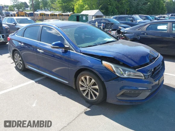 ✅ 2016 Hyundai Sonata Sport • VIN: 5NPE34AF6GH315759 • Lot: 45106759. Listed on IAAI with 150,342 mi. Free auction sales archive from the USA and detailed vehicle history report at DreamBid. Image 1.