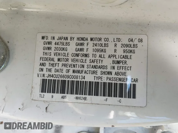✅ 2009 Acura TSX • VIN: JH4CU26609C008134 • Лот: 45340265. Опубликован ранее на IAAI с пробегом 252 104 миль. Бесплатный доступ к архиву аукционных продаж из США и подробный отчёт об истории автомобиля на DreamBid. Изображение 9.