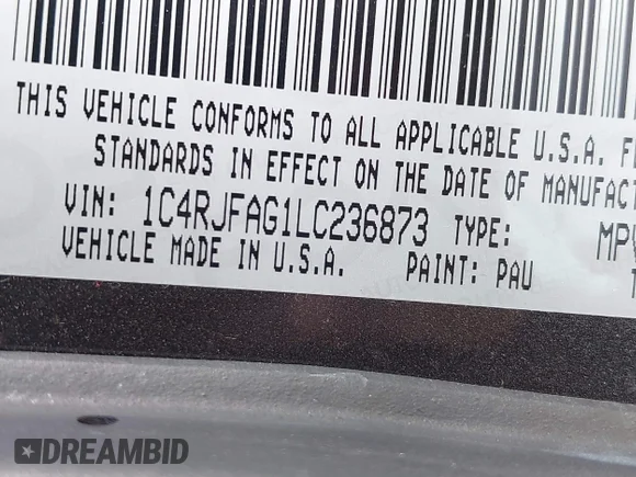 ✅ 2020 Jeep Grand Cherokee Altitude • VIN: 1C4RJFAG1LC236873 • Лот: 44450918. Опубліковано раніше на IAAI з пробігом 62 272 миль. Безкоштовний доступ до архіву аукціонних продажів зі США та докладний звіт про історію автомобіля на DreamBid. Зображення 9.