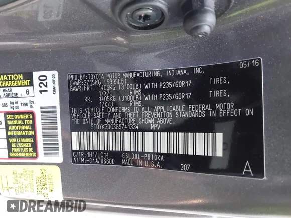 ✅ 2016 Toyota Sienna XLE • VIN: 5TDYK3DC3GS741334 • Lot: 44014215. Wystawiony na IAAI z przebiegiem 65 847 mil. Bezpłatny archiwum sprzedaży aukcyjnych z USA i szczegółowy raport historii pojazdu na DreamBid. Zdjęcie 9.