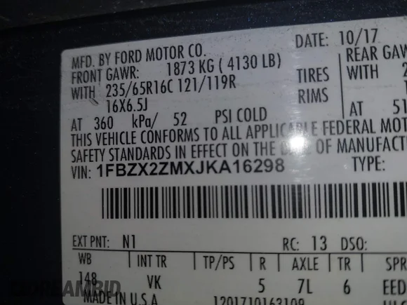 ✅ 2018 Ford Transit Passenger XL • VIN: 1FBZX2ZMXJKA16298 • Лот: 44663324. Опубліковано раніше на IAAI з пробігом 142 167 миль. Безкоштовний доступ до архіву аукціонних продажів зі США та докладний звіт про історію автомобіля на DreamBid. Зображення 9.