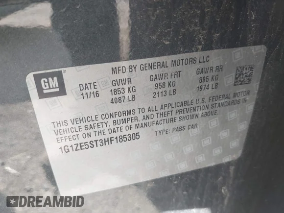 ✅ 2017 Chevrolet Malibu LT • VIN: 1G1ZE5ST3HF185305 • Lot: 45136481. Wystawiony na IAAI z przebiegiem 149 791 mil. Bezpłatny archiwum sprzedaży aukcyjnych z USA i szczegółowy raport historii pojazdu na DreamBid. Zdjęcie 9.