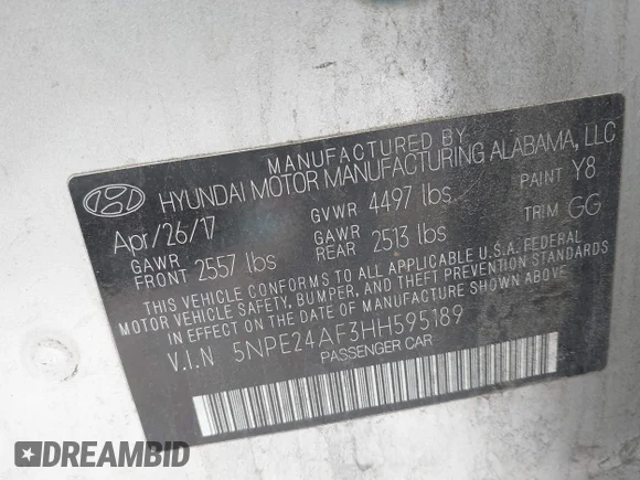 ✅ 2017 Hyundai Sonata 2.4L • VIN: 5NPE24AF3HH595189 • Лот: 44730563. Опубликован ранее на IAAI с пробегом 133 181 миль. Бесплатный доступ к архиву аукционных продаж из США и подробный отчёт об истории автомобиля на DreamBid. Изображение 9.