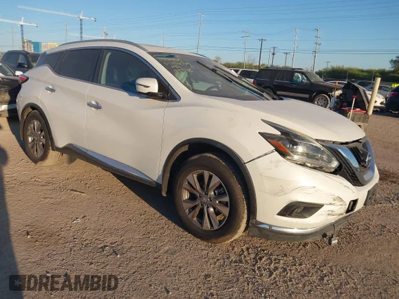 ✅ 2018 Nissan Murano S • VIN: 5N1AZ2MG9JN185548 • Lot: 43689161. Wystawiony na IAAI z przebiegiem 141 398 mil. Bezpłatny archiwum sprzedaży aukcyjnych z USA i szczegółowy raport historii pojazdu na DreamBid. Zdjęcie 1.
