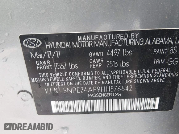✅ 2017 Hyundai Sonata SE • VIN: 5NPE24AF9HH576842 • Lot: 45126250. Wystawiony na IAAI z przebiegiem 126 038 mil. Bezpłatny archiwum sprzedaży aukcyjnych z USA i szczegółowy raport historii pojazdu na DreamBid. Zdjęcie 9.