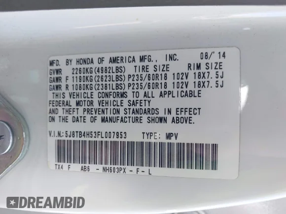 ✅ 2015 Acura RDX Technology • VIN: 5J8TB4H53FL007953 • Lot: 44311050. Wystawiony na IAAI z przebiegiem 92 049 mil. Bezpłatny archiwum sprzedaży aukcyjnych z USA i szczegółowy raport historii pojazdu na DreamBid. Zdjęcie 9.