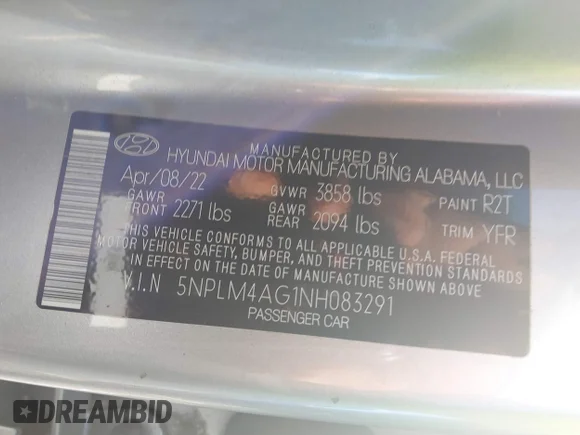 ✅ 2022 Hyundai Elantra SEL • VIN: 5NPLM4AG1NH083291 • Lot: 43902239. Wystawiony na IAAI z przebiegiem 71 150 mil. Bezpłatny archiwum sprzedaży aukcyjnych z USA i szczegółowy raport historii pojazdu na DreamBid. Zdjęcie 9.