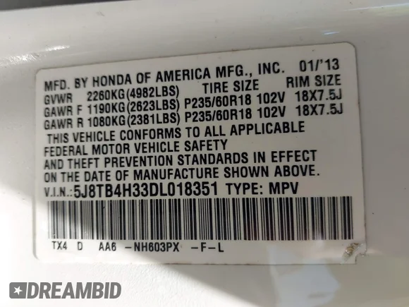 ✅ 2013 Acura RDX • VIN: 5J8TB4H33DL018351 • Lot: 44670009. Wystawiony na IAAI z przebiegiem Nie podano. Bezpłatny archiwum sprzedaży aukcyjnych z USA i szczegółowy raport historii pojazdu na DreamBid. Zdjęcie 9.
