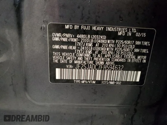 ✅ 2015 Subaru Forester Premium • VIN: JF2SJADC7FH594632 • Lot: 75826573. Wystawiony na Copart z przebiegiem 193 032 mil. Bezpłatny archiwum sprzedaży aukcyjnych z USA i szczegółowy raport historii pojazdu na DreamBid. Zdjęcie 13.