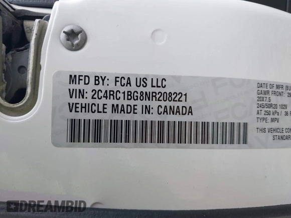 ✅ 2022 Chrysler Pacifica Touring L • VIN: 2C4RC1BG8NR208221 • Lot: 44487178. Wystawiony na IAAI z przebiegiem 74 850 mil. Bezpłatny archiwum sprzedaży aukcyjnych z USA i szczegółowy raport historii pojazdu na DreamBid. Zdjęcie 9.