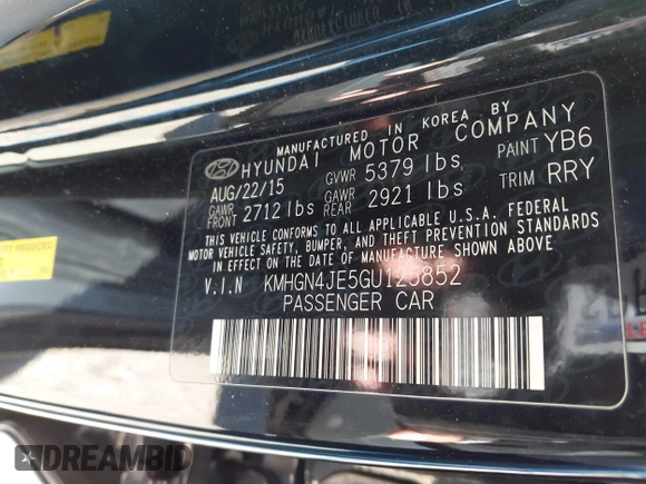 ✅ 2016 Hyundai Genesis 3.8L • VIN: KMHGN4JE5GU125852 • Lot: 44039732. Wystawiony na IAAI z przebiegiem 86 502 mil. Bezpłatny archiwum sprzedaży aukcyjnych z USA i szczegółowy raport historii pojazdu na DreamBid. Zdjęcie 9.