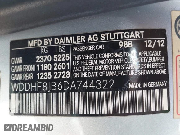 ✅ 2013 Mercedes-Benz E 350 Sport • VIN: WDDHF8JB6DA744322 • Лот: 44866412. Опубліковано раніше на IAAI з пробігом 189 063 миль. Безкоштовний доступ до архіву аукціонних продажів зі США та докладний звіт про історію автомобіля на DreamBid. Зображення 9.