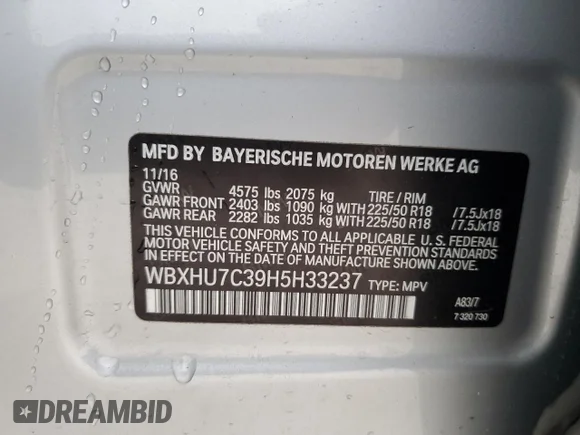 ✅ 2017 BMW X1 sDrive28i • VIN: WBXHU7C39H5H33237 • Лот: 50997115. Опубліковано раніше на Copart з пробігом 68 385 миль. Безкоштовний доступ до архіву аукціонних продажів зі США та докладний звіт про історію автомобіля на DreamBid. Зображення 13.