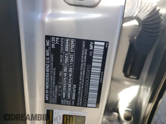 ✅ 2021 Mercedes-Benz GLE 53 AMG • VIN: 4JGFD6BB0MA300455 • Lot: 65863982. Wystawiony na Copart z przebiegiem 17 634 mil. Bezpłatny archiwum sprzedaży aukcyjnych z USA i szczegółowy raport historii pojazdu na DreamBid. Zdjęcie 10.