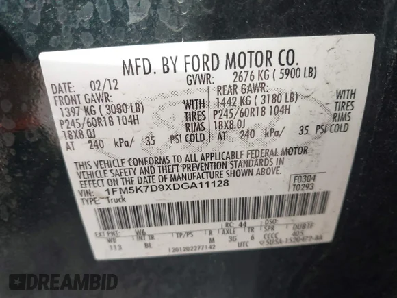 ✅ 2013 Ford Explorer XLT • VIN: 1FM5K7D9XDGA11128 • Lot: 45332086. Wystawiony na IAAI z przebiegiem 250 496 mil. Bezpłatny archiwum sprzedaży aukcyjnych z USA i szczegółowy raport historii pojazdu na DreamBid. Zdjęcie 9.