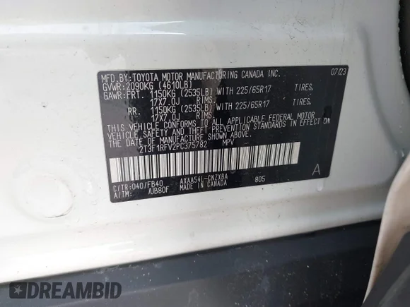 ✅ 2023 Toyota RAV4 LE • VIN: 2T3F1RFV2PC375782 • Лот: 44591562. Опубліковано раніше на IAAI з пробігом 59 711 миль. Безкоштовний доступ до архіву аукціонних продажів зі США та докладний звіт про історію автомобіля на DreamBid. Зображення 9.