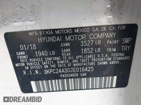 ✅ 2018 Hyundai Accent SE • VIN: 3KPC24A30JE016425 • Lot: 44703037. Wystawiony na IAAI z przebiegiem 120 779 mil. Bezpłatny archiwum sprzedaży aukcyjnych z USA i szczegółowy raport historii pojazdu na DreamBid. Zdjęcie 9.