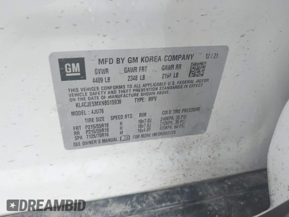 ✅ 2022 Buick Encore Preferred • VIN: KL4CJESMXNB515939 • Lot: 41561029. Wystawiony na IAAI z przebiegiem 33 680 mil. Bezpłatny archiwum sprzedaży aukcyjnych z USA i szczegółowy raport historii pojazdu na DreamBid. Zdjęcie 9.