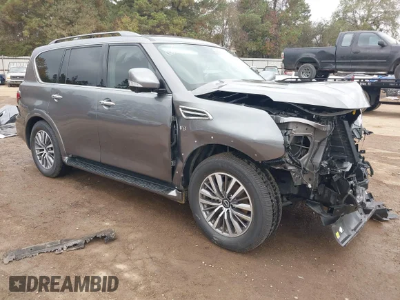 ✅ 2021 Nissan Armada SL • VIN: JN8AY2BA6M9374083 • Лот: 43736969. Опубліковано раніше на IAAI з пробігом 80 517 миль. Безкоштовний доступ до архіву аукціонних продажів зі США та докладний звіт про історію автомобіля на DreamBid. Зображення 1.