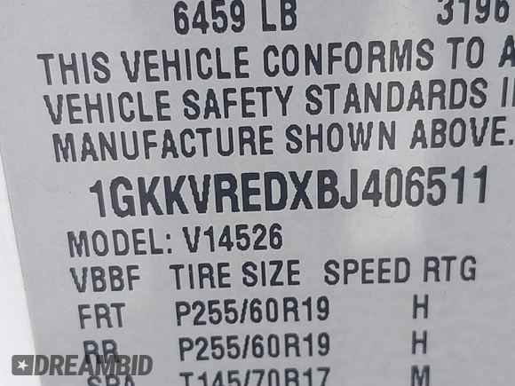 ✅ 2011 GMC Acadia SLT1 • VIN: 1GKKVREDXBJ406511 • Lot: 44690077. Wystawiony na IAAI z przebiegiem 165 418 mil. Bezpłatny archiwum sprzedaży aukcyjnych z USA i szczegółowy raport historii pojazdu na DreamBid. Zdjęcie 9.