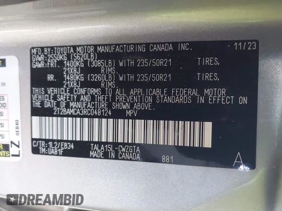 ✅ 2024 Lexus RX 350 Premium Plus • VIN: 2T2BAMCA3RC048124 • Лот: 43810397. Опубликован ранее на IAAI с пробегом 26 838 миль. Бесплатный доступ к архиву аукционных продаж из США и подробный отчёт об истории автомобиля на DreamBid. Изображение 9.