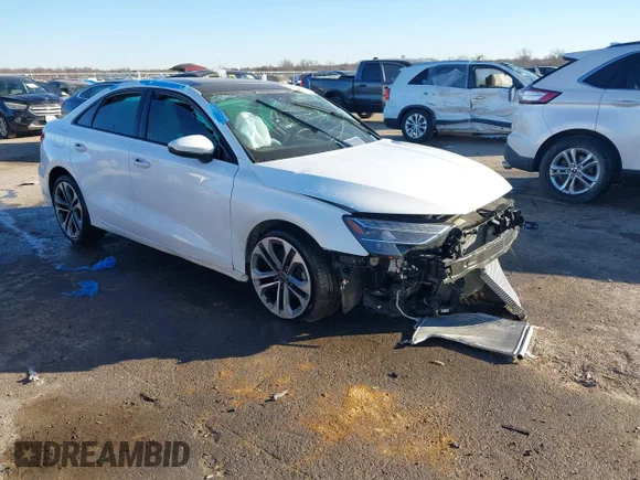 ✅ 2025 Audi A3 Premium • VIN: WAUGUDGY7SA138067 • Лот: 44052599. Опубликован ранее на IAAI с пробегом Не указан. Бесплатный доступ к архиву аукционных продаж из США и подробный отчёт об истории автомобиля на DreamBid. Изображение 1.