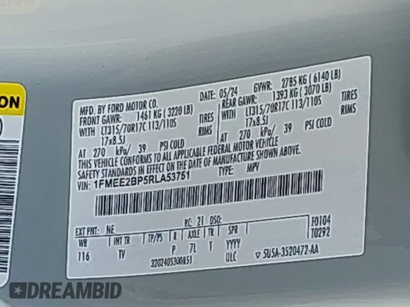 ✅ 2024 Ford Bronco Wildtrak • VIN: 1FMEE2BP5RLA53751 • Лот: 43678890. Опубліковано раніше на IAAI з пробігом 15 927 миль. Безкоштовний доступ до архіву аукціонних продажів зі США та докладний звіт про історію автомобіля на DreamBid. Зображення 9.