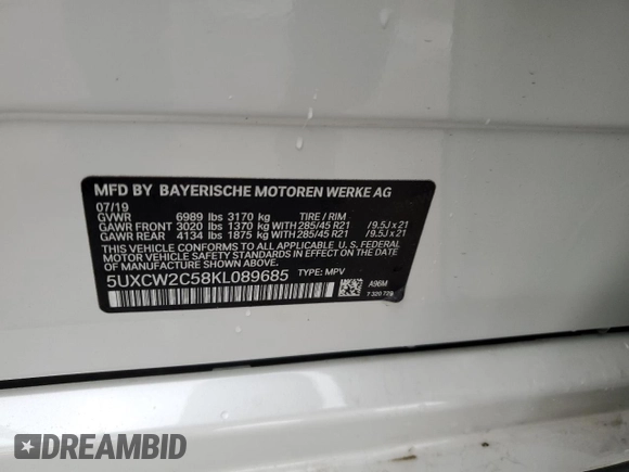 ✅ 2019 BMW X7 xDrive40i • VIN: 5UXCW2C58KL089685 • Лот: 72473582. Опубліковано раніше на Copart з пробігом 41 339 миль. Безкоштовний доступ до архіву аукціонних продажів зі США та докладний звіт про історію автомобіля на DreamBid. Зображення 14.