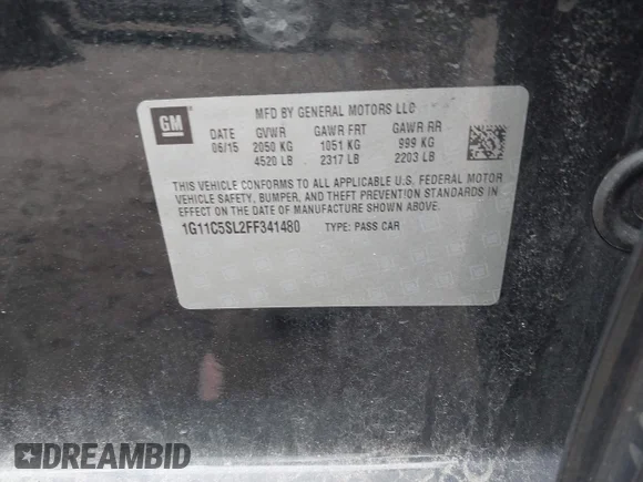 ✅ 2015 Chevrolet Malibu LT • VIN: 1G11C5SL2FF341480 • Лот: 45227161. Опубликован ранее на IAAI с пробегом 103 470 миль. Бесплатный доступ к архиву аукционных продаж из США и подробный отчёт об истории автомобиля на DreamBid. Изображение 9.