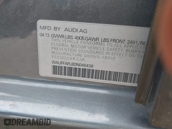✅ 2013 Audi A4 Premium Plus • VIN: WAUFFAFL8DN046438 • Lot: 45265706. Wystawiony na IAAI z przebiegiem 139 065 mil. Bezpłatny archiwum sprzedaży aukcyjnych z USA i szczegółowy raport historii pojazdu na DreamBid. Zdjęcie 9.