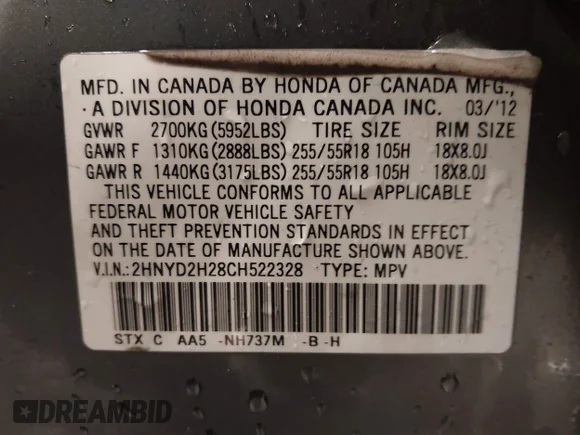 ✅ 2012 Acura MDX • VIN: 2HNYD2H28CH522328 • Lot: 44176228. Wystawiony na IAAI z przebiegiem 195 067 mil. Bezpłatny archiwum sprzedaży aukcyjnych z USA i szczegółowy raport historii pojazdu na DreamBid. Zdjęcie 9.