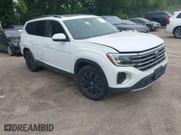 ✅ 2025 Volkswagen Atlas SE • VIN: 1V2JR2CA5SC567878 • Лот: 45196442. Опубликован ранее на IAAI с пробегом 32 708 миль. Бесплатный доступ к архиву аукционных продаж из США и подробный отчёт об истории автомобиля на DreamBid. Изображение 1.